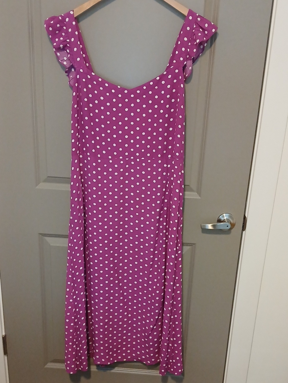LOFT Purple Polka Dot Midi Dress